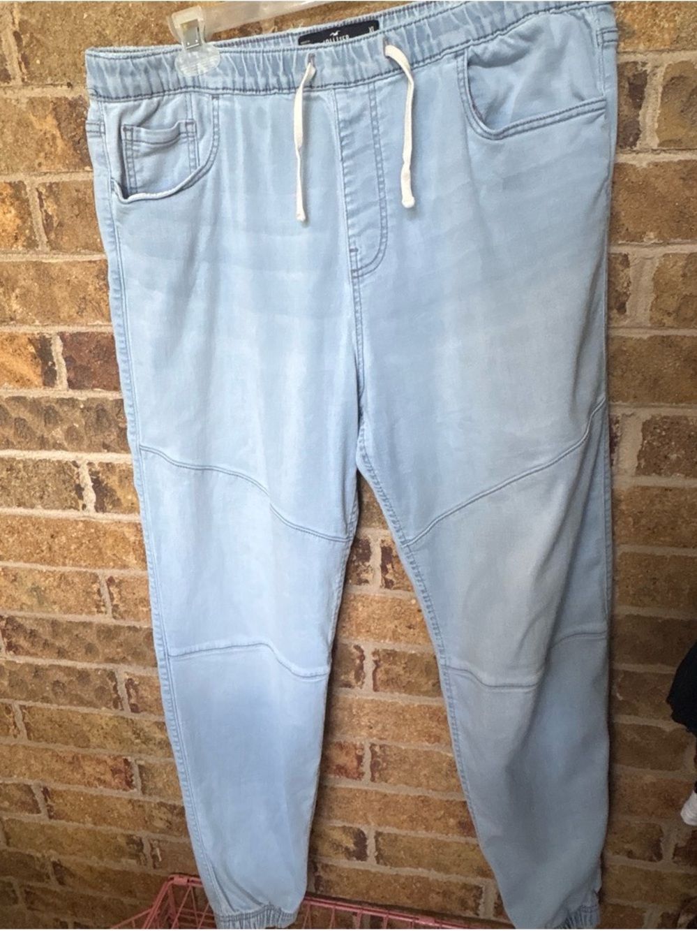 Light Blue Jogger Jeans with Drawstring Waist
